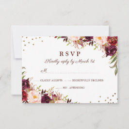 Elegante Gold Burgundy Floral UAWG RSVP Karte