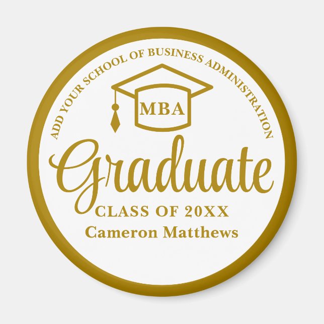 Elegante Gold Business School Abschluss MBA Magnet (Vorne)