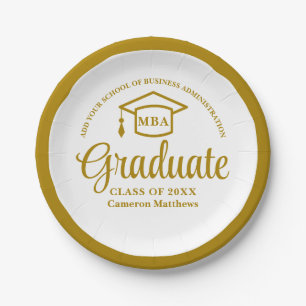 Elegante Gold Business School Abschluss MBA Pappteller