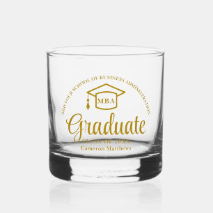 Elegante Gold Business School Abschluss MBA Whiskyglas