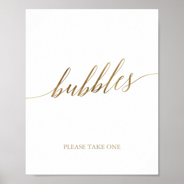 Elegante Gold Calligrafy Bubbles Zeichen Poster (Vorne)