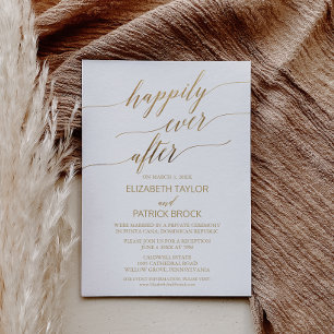 Elegante Gold Calligrafy Elopement Einladung