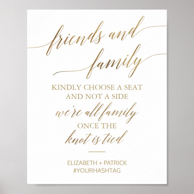 Elegante Gold Calligrafy Wählen Sie ein Sitzzeiche Poster (Vorne)
