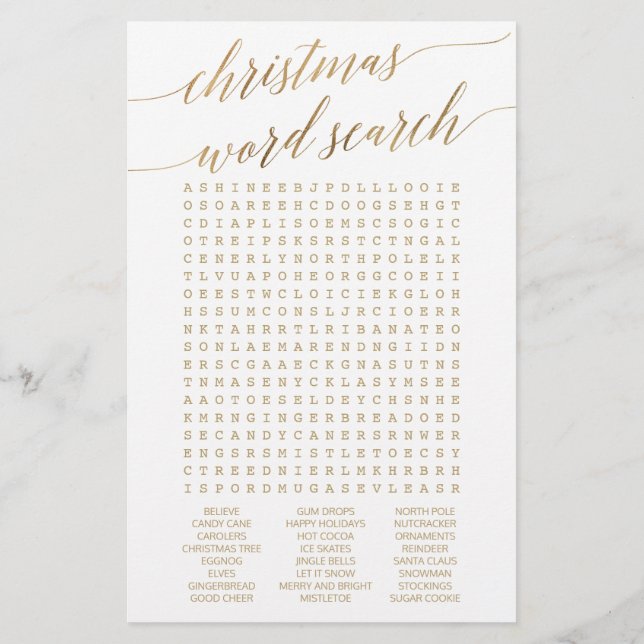 Elegante Gold Calligrafy Weihnachts Word Finde Spi Flyer (Hinten)
