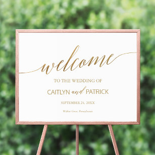 Elegante Gold Calligrafy Welcome Wedding Sign Poster