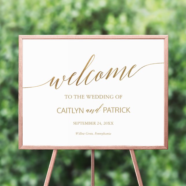 Elegante Gold Calligrafy Welcome Wedding Sign Poster (Von Creator hochgeladen)