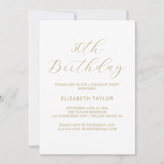 Elegante Gold Calligraphie 30. Geburtstagseinladun Einladung