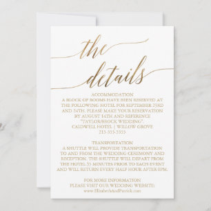 Elegante Gold Calligraphy 12x18" Details-Karte für Einladung