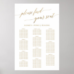 Elegante Gold Calligraphy 90+ Gästekarte Poster