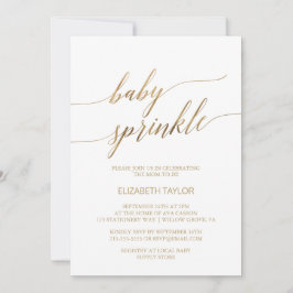 Elegante Gold Calligraphy Baby Sprinkle Einladung