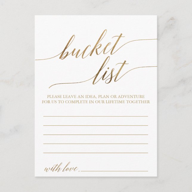 Elegante Gold Calligraphy Bucket List Cards Postkarte (Vorderseite)