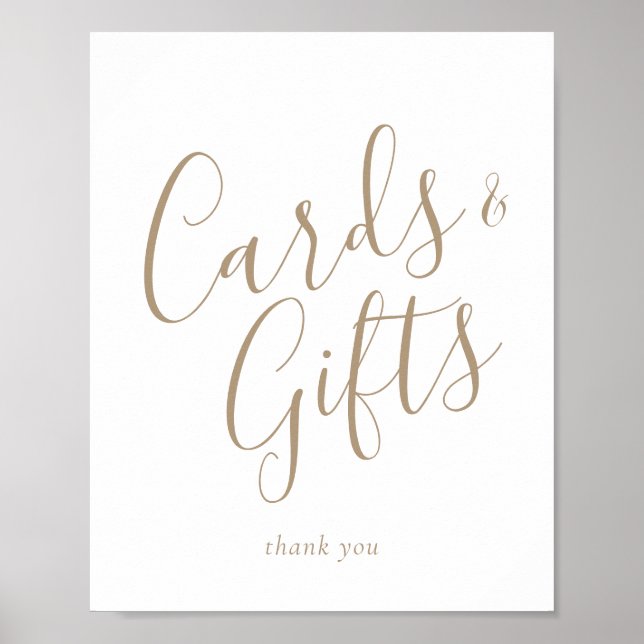 Elegante Gold Calligraphy Cards and Gifts Sign Poster (Vorne)