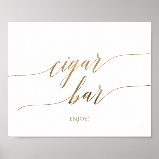Elegante Gold Calligraphy Cigar Bar Horizontal Poster (Vorne)