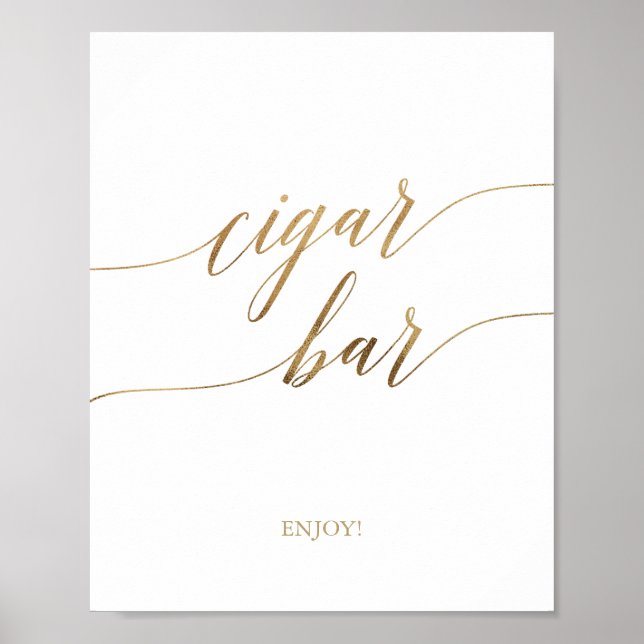 Elegante Gold Calligraphy Cigar Bar Sign Poster (Vorne)