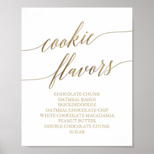 Elegante Gold Calligraphy Cookie Flavours Zeichen Poster
