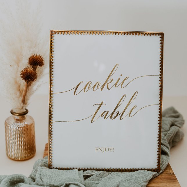 Elegante Gold Calligraphy Cookie Table Sign Poster (Von Creator hochgeladen)