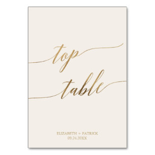 Elegante Gold Calligraphy Cream Top-Tabelle Tischnummer
