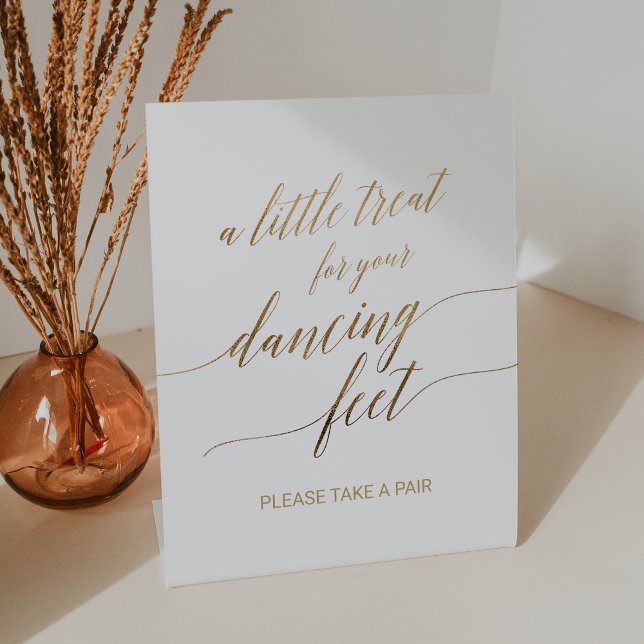 Elegante Gold Calligraphy Dancing Feet Sockelschild (Von Creator hochgeladen)