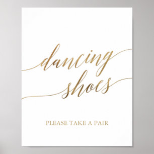 Elegante Gold Calligraphy Dancing Shoes signieren Poster