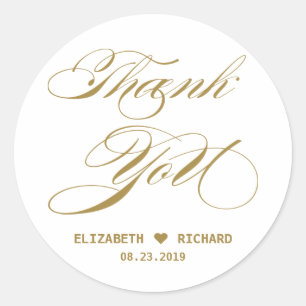 Elegante Gold Calligraphy Danke Gastgeschenk Hochz Runder Aufkleber