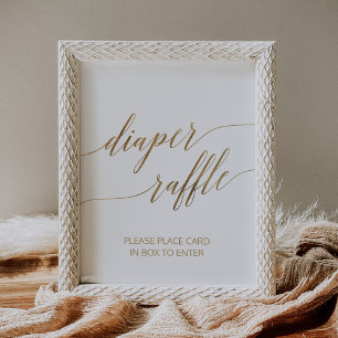Elegante Gold Calligraphy Diaper Raffle Poster