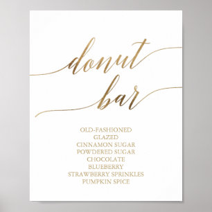 Elegante Gold Calligraphy Donut Bar Sign Poster