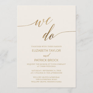 Elegante Gold Calligraphy   Elfenbein wir Hochzeit Einladung