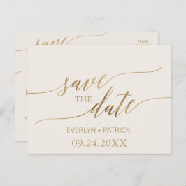 Elegante Gold Calligraphy | Elfenbeinküste Save th Ankündigungspostkarte