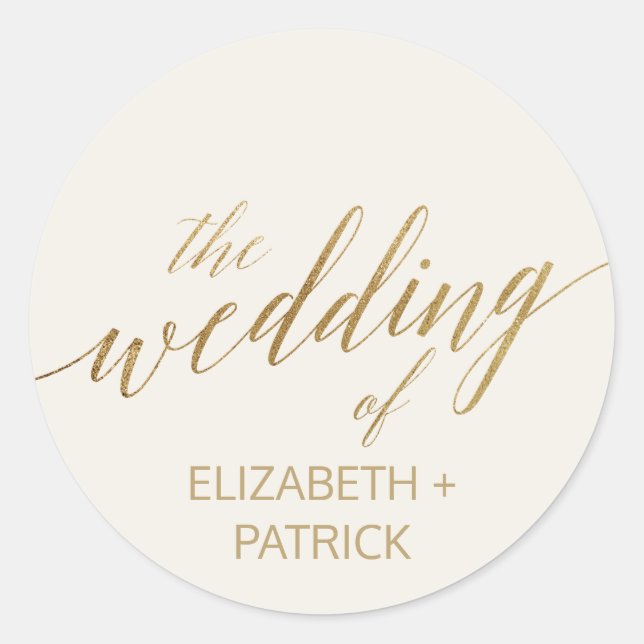 Elegante Gold Calligraphy | Elfenbeinküste Umschla Runder Aufkleber (Vorderseite)
