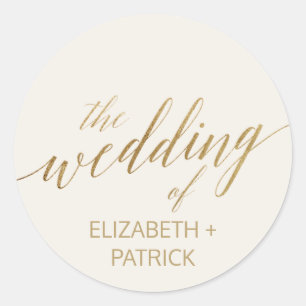 Elegante Gold Calligraphy   Elfenbeinküste Umschla Runder Aufkleber
