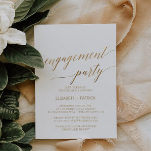 Elegante Gold Calligraphy Engagement Party Einladung