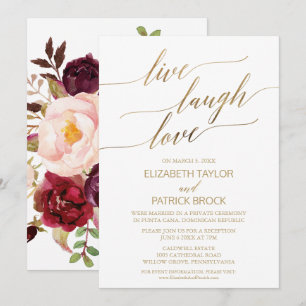 Elegante Gold Calligraphy Floral Live Lagh Liebe Einladung