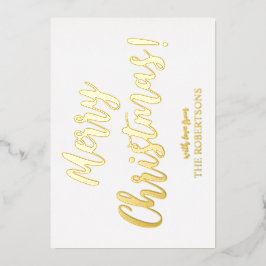 Elegante Gold Calligraphy Frohe Weihnachtsfoil-Kar Folien Feiertagskarte