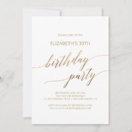 Elegante Gold Calligraphy Geburtstagsparty Einladung