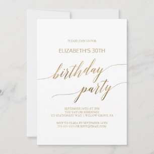 Elegante Gold Calligraphy Geburtstagsparty Einladung