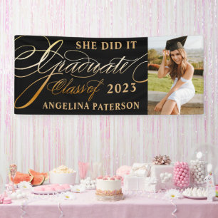 Elegante Gold Calligraphy Graduate Class 23 Banner