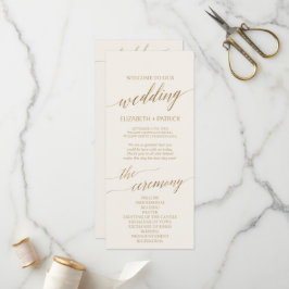 Elegante Gold Calligraphy | Hochzeitsprogramm für Programm