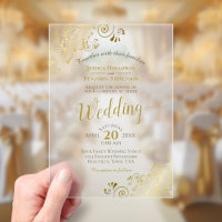 Elegante Gold Calligraphy Lacy Decorative Wedding