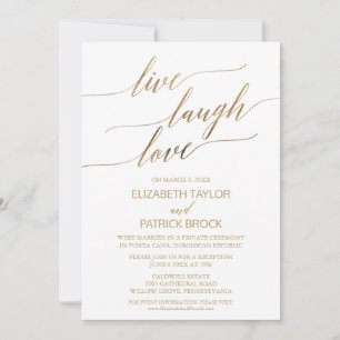 Elegante Gold Calligraphy Live-Laugh-Liebe Einladung
