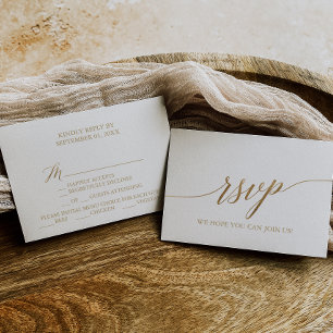 Elegante Gold Calligraphy Menü Auswahl RSVP Karte