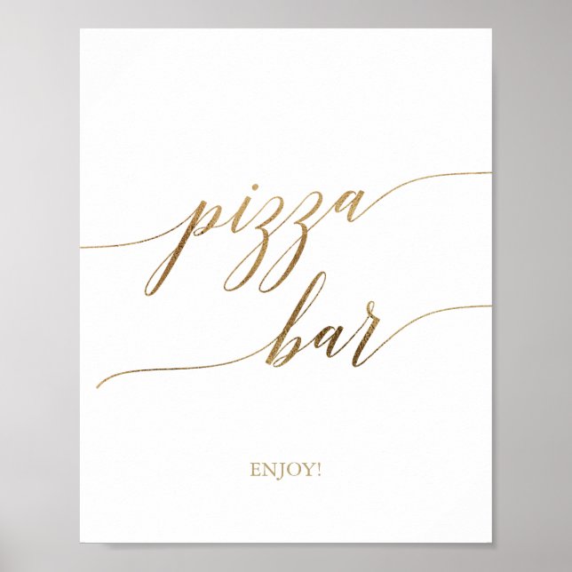 Elegante Gold Calligraphy Pizza Bar Sign Poster (Vorne)