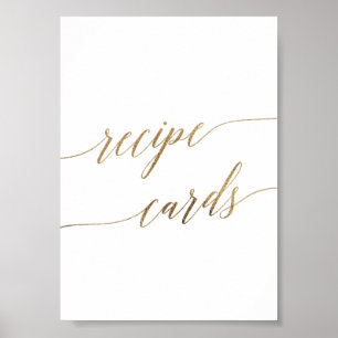 Elegante Gold Calligraphy Rezeptkarten Zeichen Poster