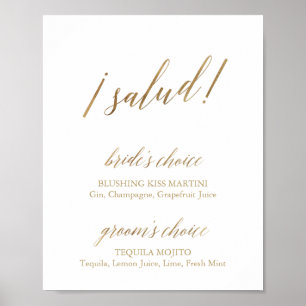 Elegante Gold Calligraphy Salud Drinks Signatur Poster