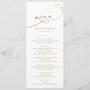 Elegante Gold Calligraphy Script Wedding Menükarte