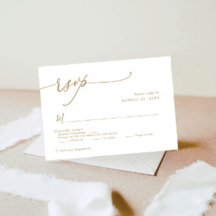 Elegante Gold Calligraphy Script Wedding RSVP Karte