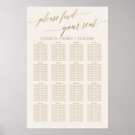 Elegante Gold Calligraphy | Seatabelle für Elfenbe Poster