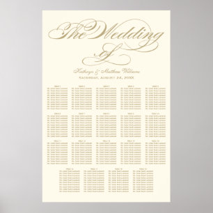 Elegante Gold Calligraphy Seating Chart Poster