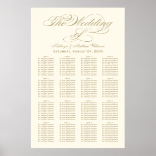 Elegante Gold Calligraphy Seating Chart Poster