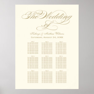 Elegante Gold Calligraphy Seating Chart Poster