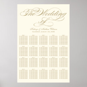 Elegante Gold Calligraphy Seating Chart Poster